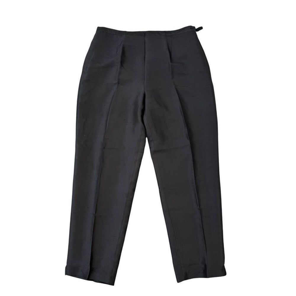 Vision Apparel vintage 100% silk black trousers pants size 14P